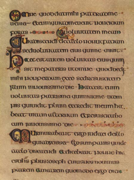 Imagen de manuscrito medieval en latín (Jn. 6)